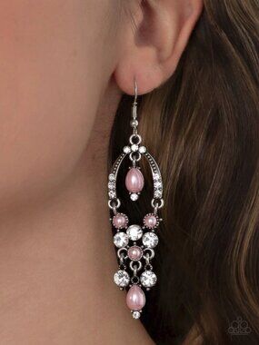 Paparazzi Jewelry Accessories - Back In The Spotlight - Pink Earrings - Vintage